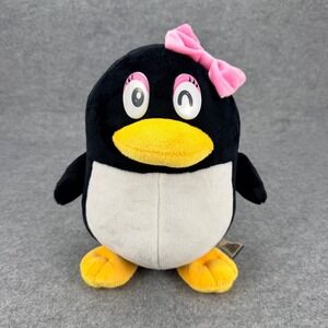Tencent QQ Penguin Plush Doll 9" Pink Bow Official Mascot Stuffed Animal Black